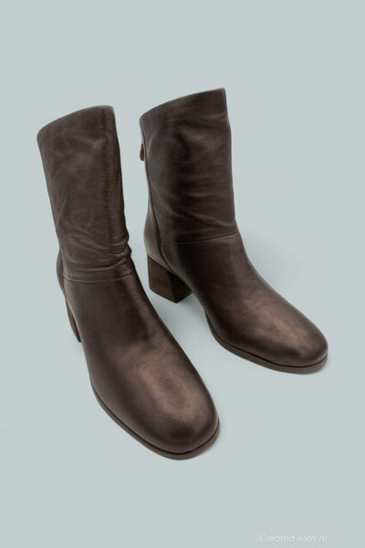 Kenneth Cole Saranac Leather Booties - Chocolate - 10 - Booties