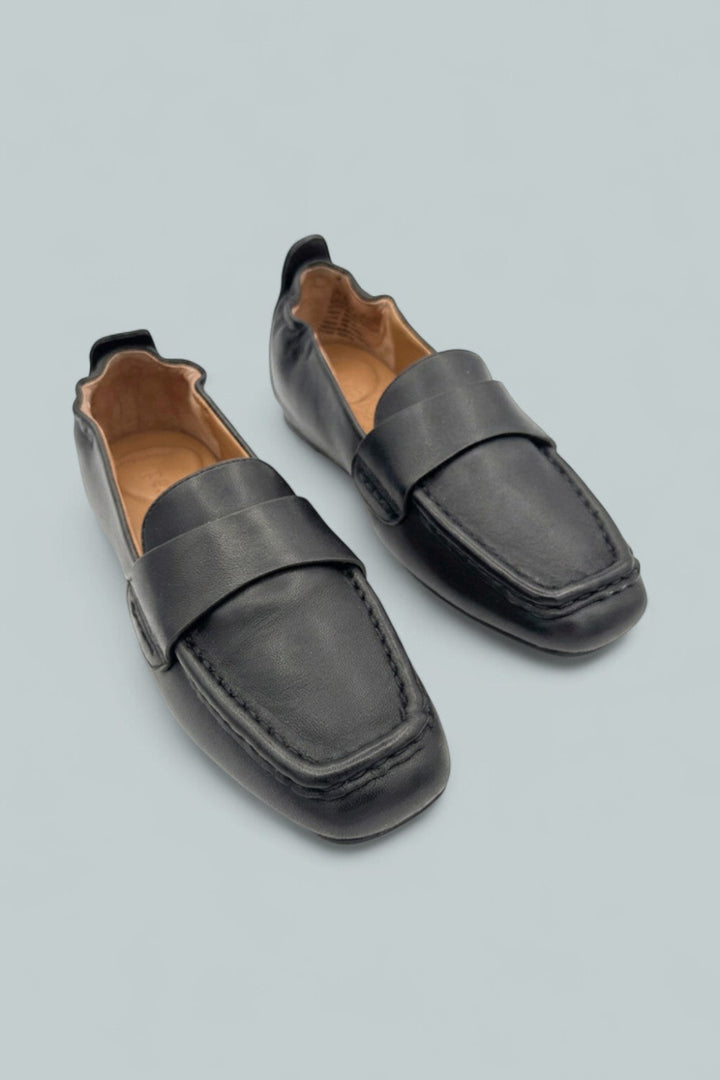 Kenneth Cole Sophie Square Toe Flats - Black Leather - 5.5 - Flats