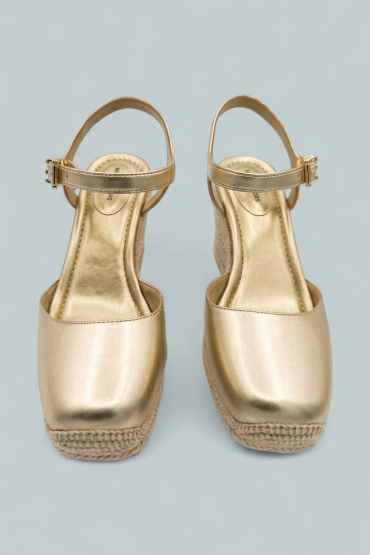 Kenzie Wedge Sandals - Pale Gold - 8 - Flats