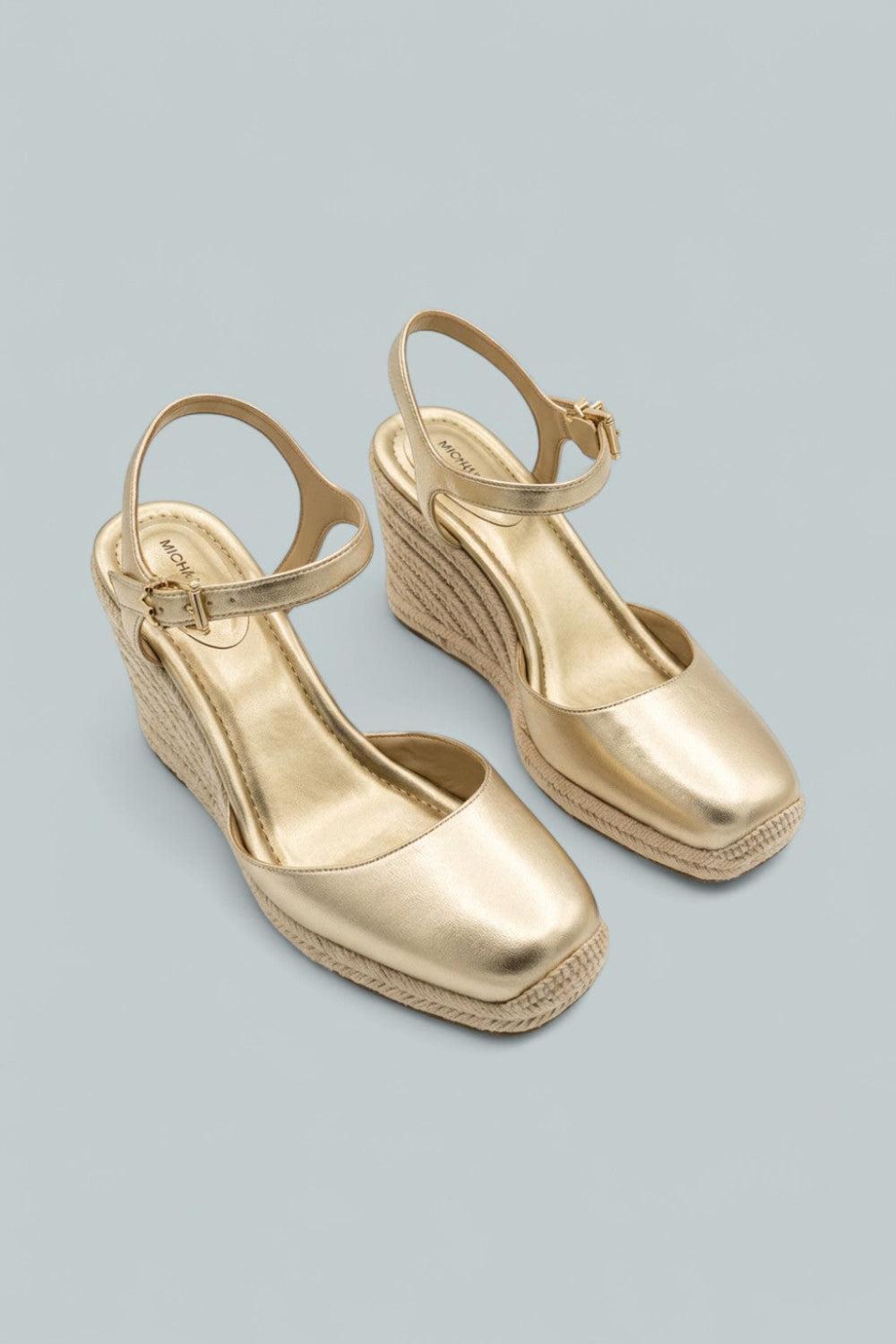 Kenzie Wedge Sandals - Pale Gold - 8 - Flats