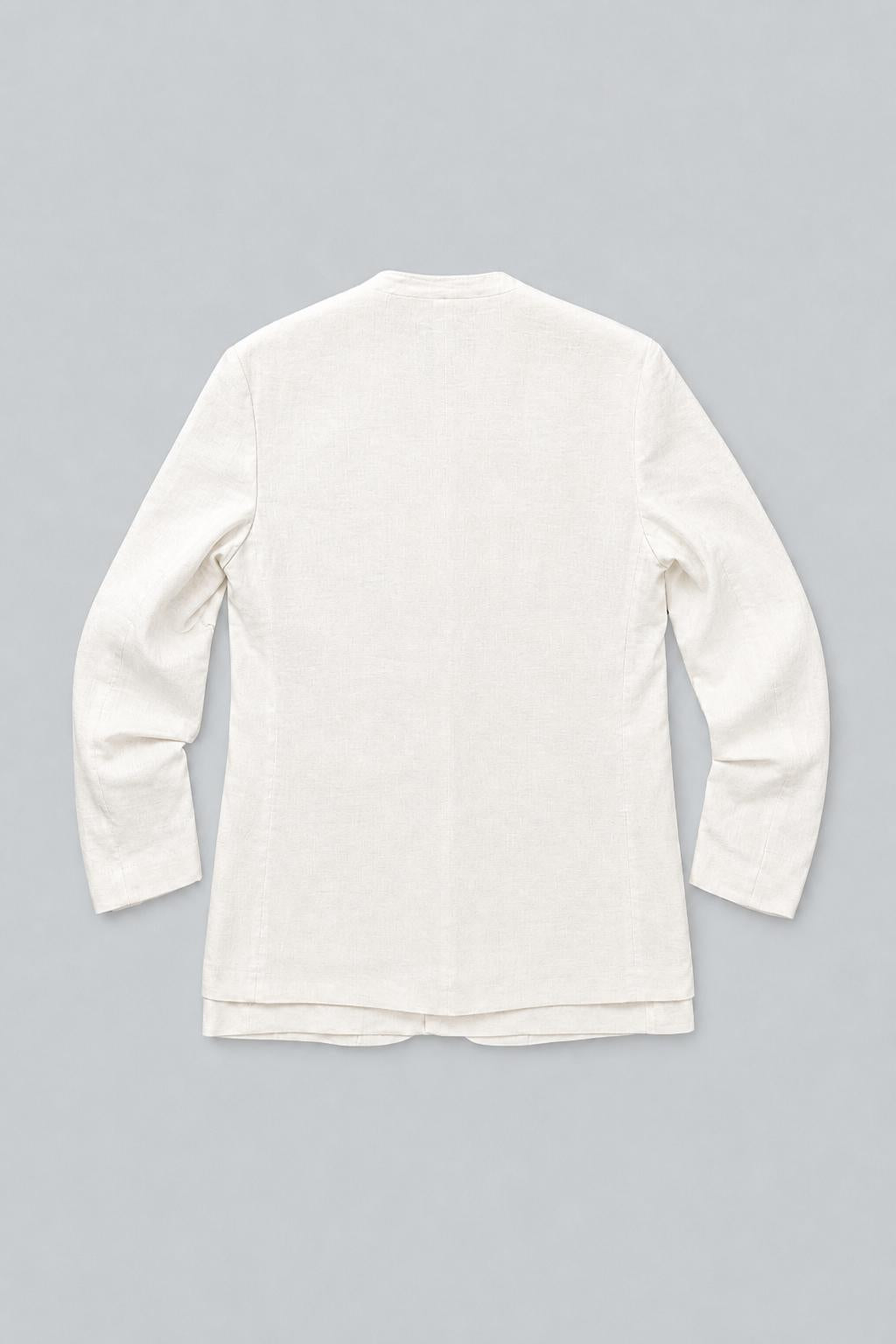 Linen Ruched Sleeve Blazer & Vest - White