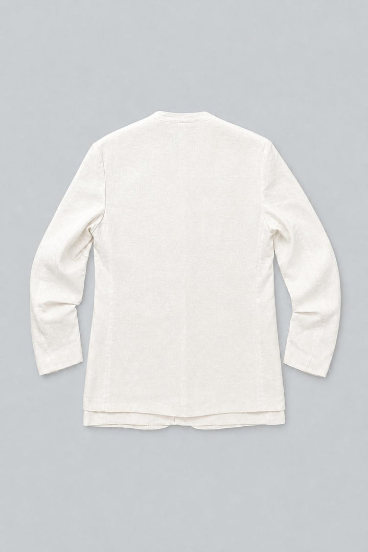 Linen Ruched Sleeve Blazer & Vest - White