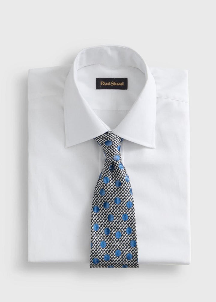 Circle and Houndstooth Silk Tie - Blue
