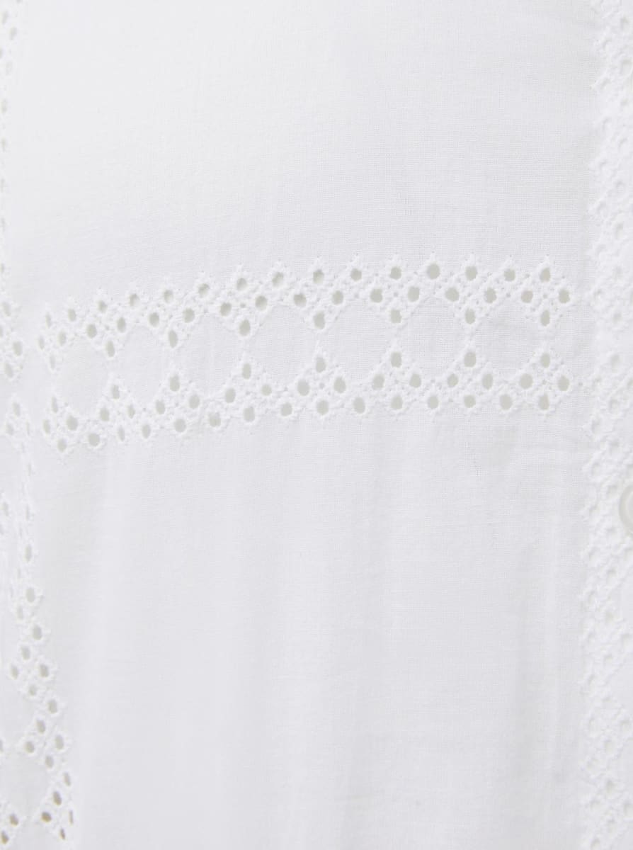 Sarah Dress Grid Eyelet - Fresh White