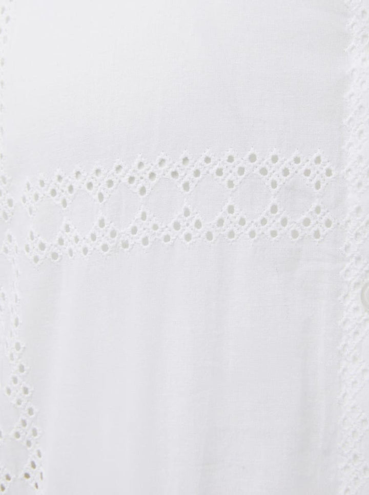 Sarah Dress Grid Eyelet - Fresh White