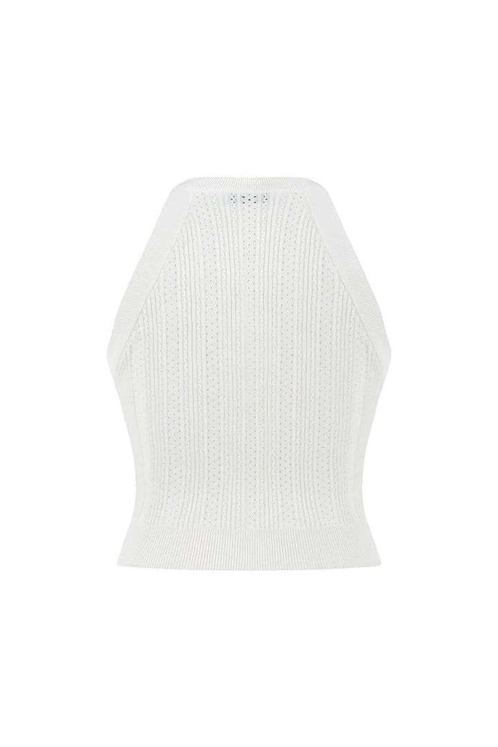 Halter Neck Knit Top - Off-white