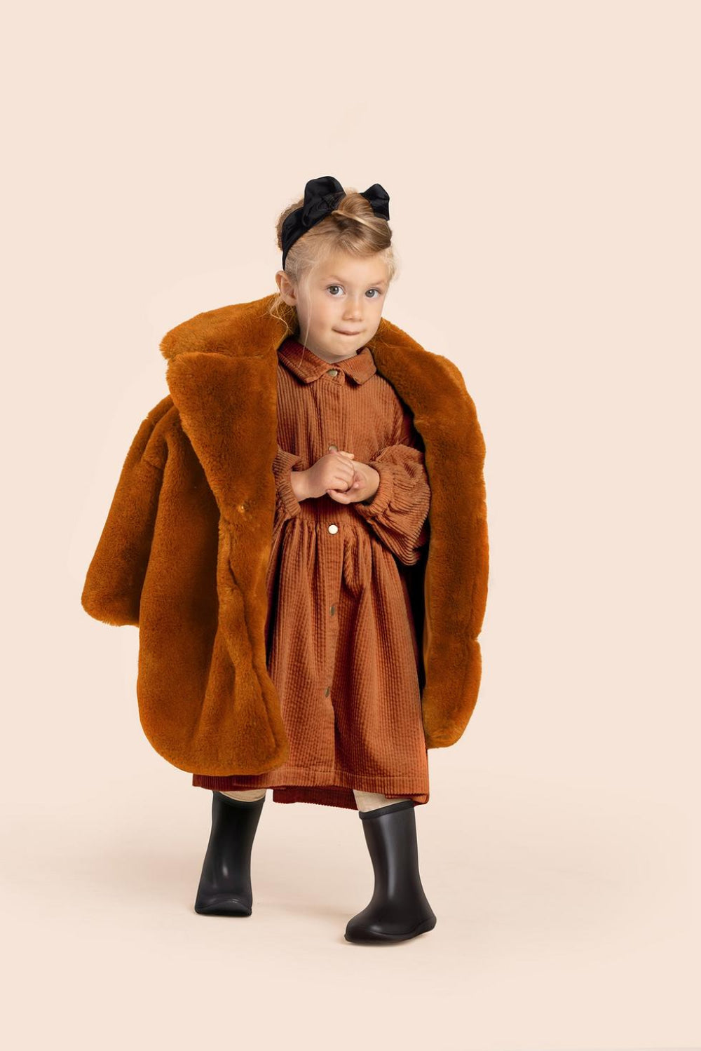 Kids Faux Fur Coat - Rust - Coat