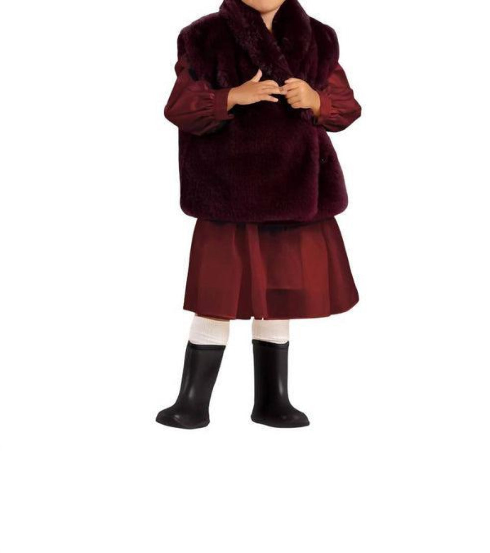 Kids Faux Fur Vest - Maroon - Vest