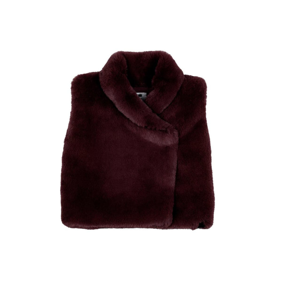 Kids Faux Fur Vest - Maroon - Vest