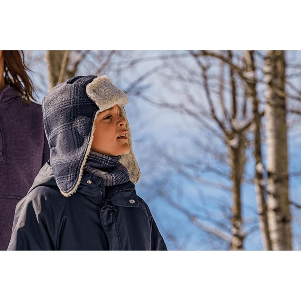 Kids Fleece Aviator - Gray/black Plaid - FINAL SALE - Hat