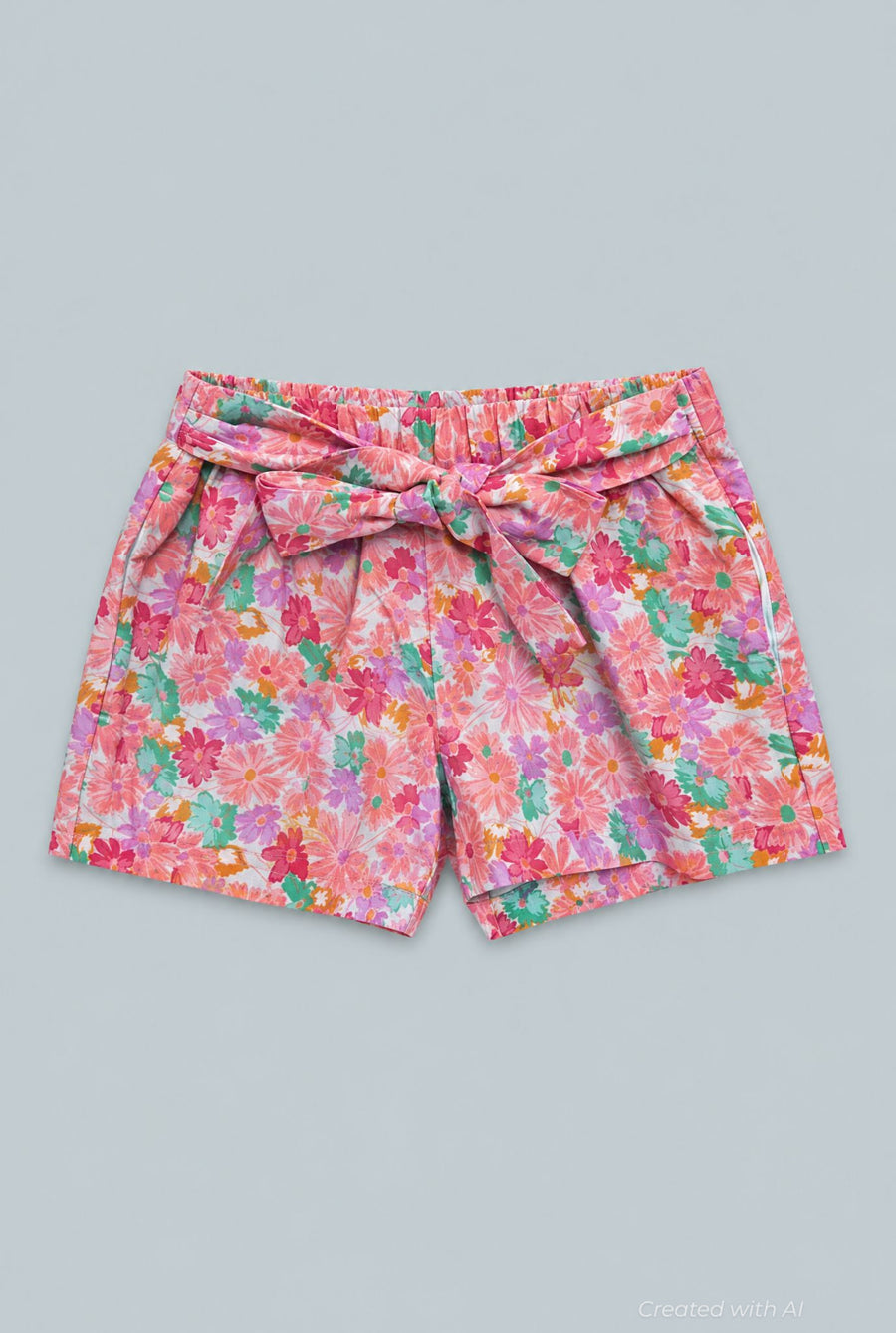Kid’s Floral Tie Waist Shorts - Pink/Floral - Shorts