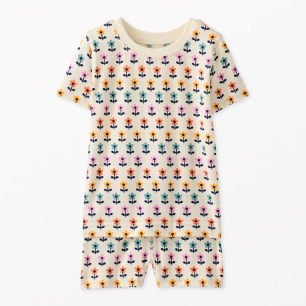 Kids Short John Pajama Set In HannaSoft™ - Mini Tulips - Pajamas