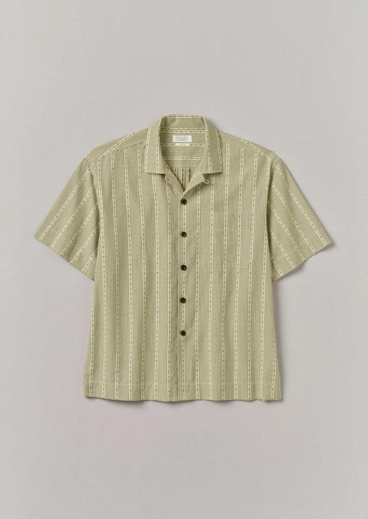 Kite Stripe Jacquard Shirt Olive - Button Down Shirt