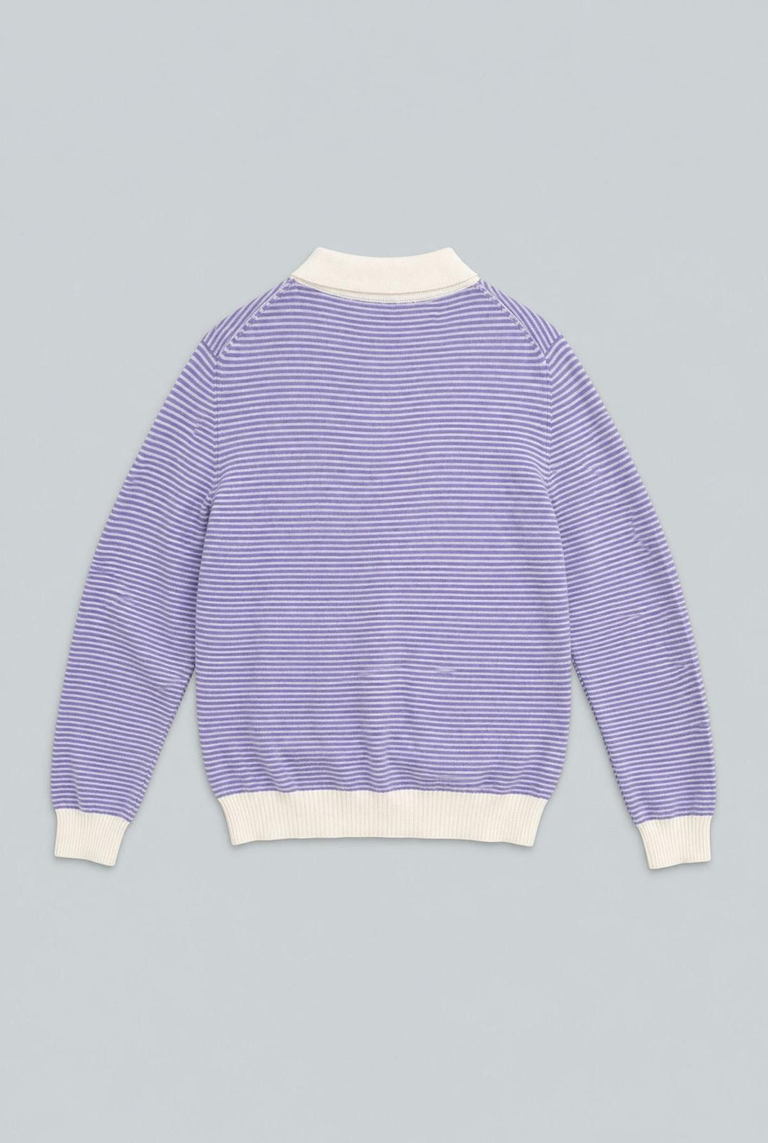 Long Sleeve Stripe Polo - Blue/Pink