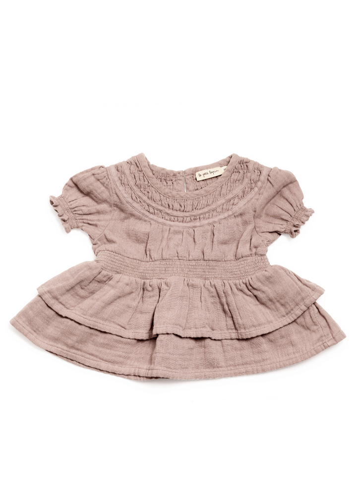 Organic Muslin Layered Top - Raspberry Cream