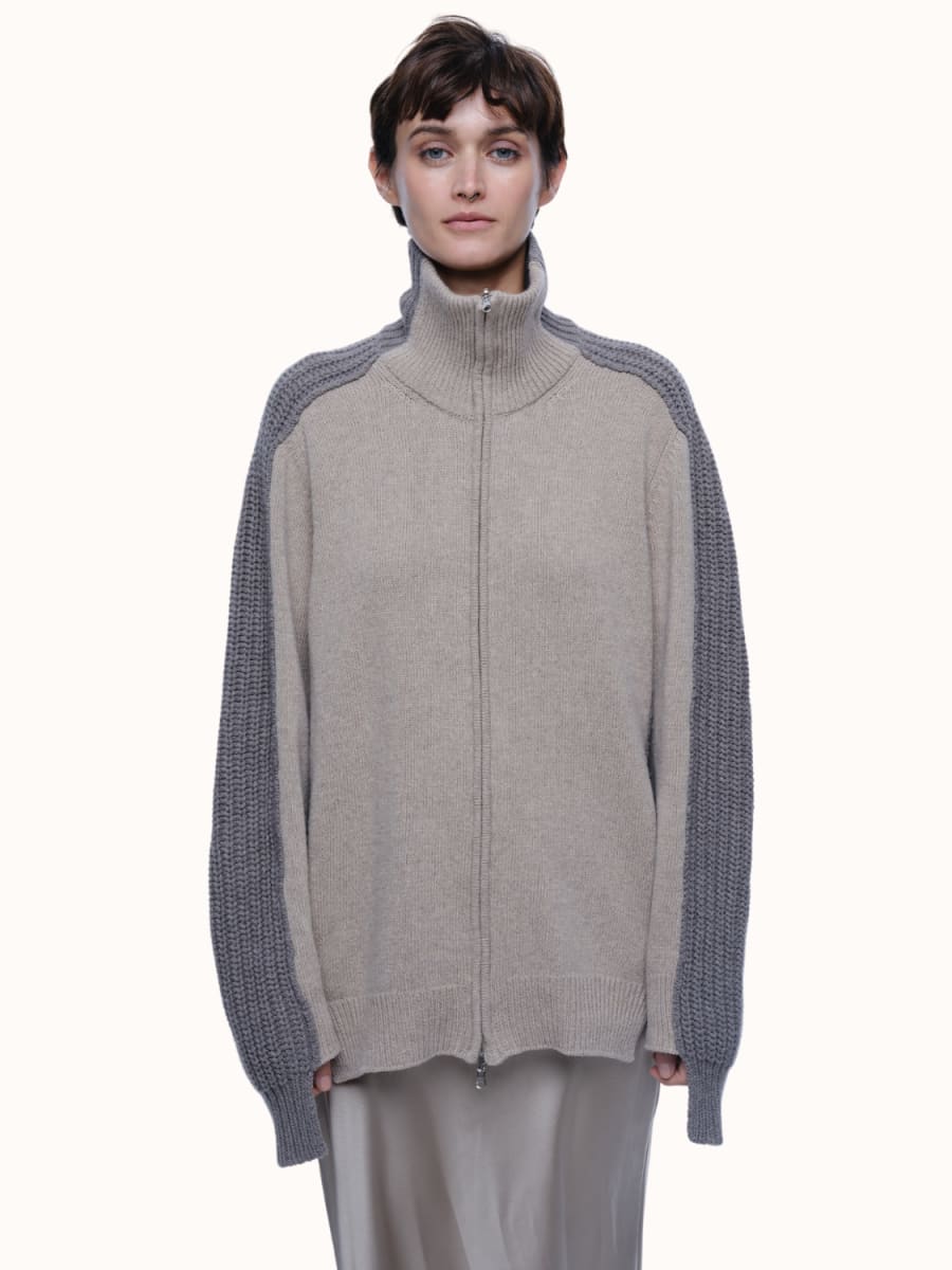 Dakota Zip Front Cardigan - Oatmeal