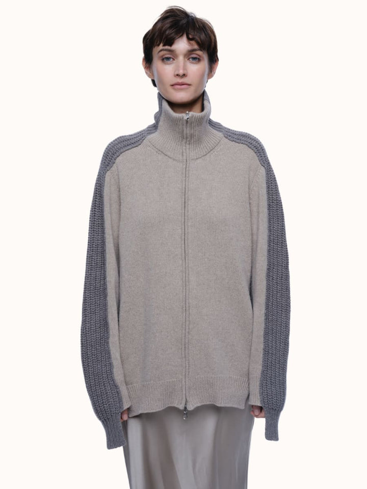 Dakota Zip Front Cardigan - Oatmeal