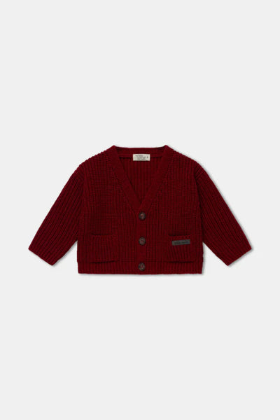 Knit baby cardigan - Red - 6M - Cardigan