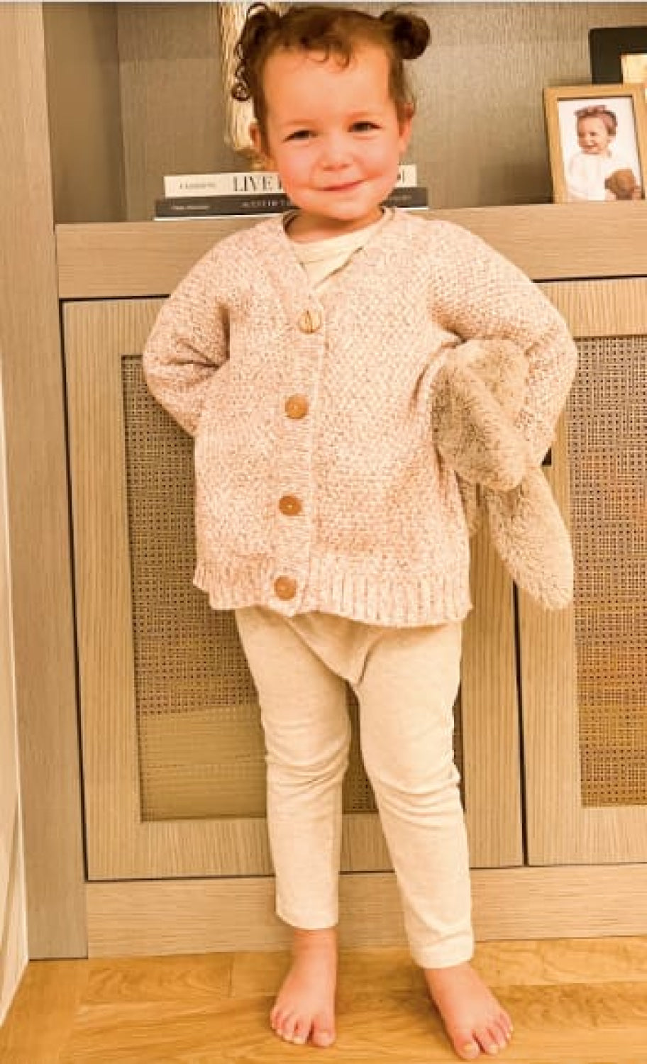 Knit Cardigan with Magnetic Opening - Soft Rose Marble - Cardigan