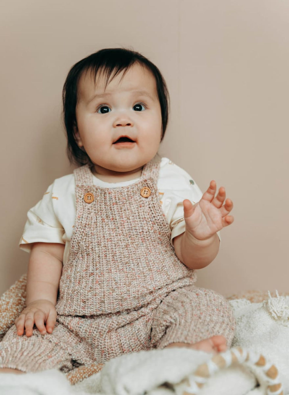 Knit Overalls - Soft Rose Marble - Overalls