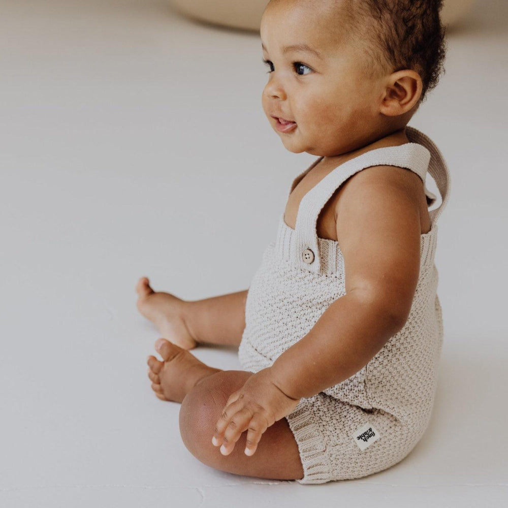 Knitted Baby Romper - Stone - Romper