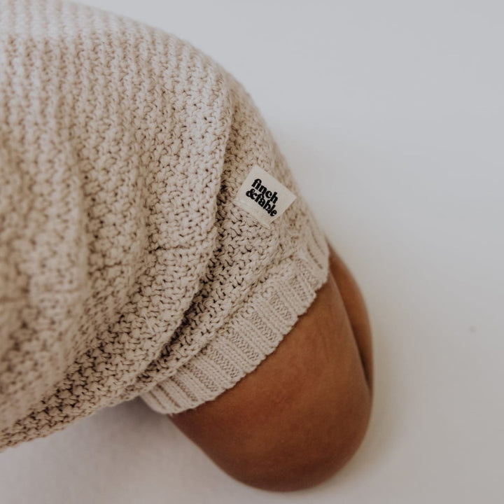 Knitted Baby Romper - Stone - Romper
