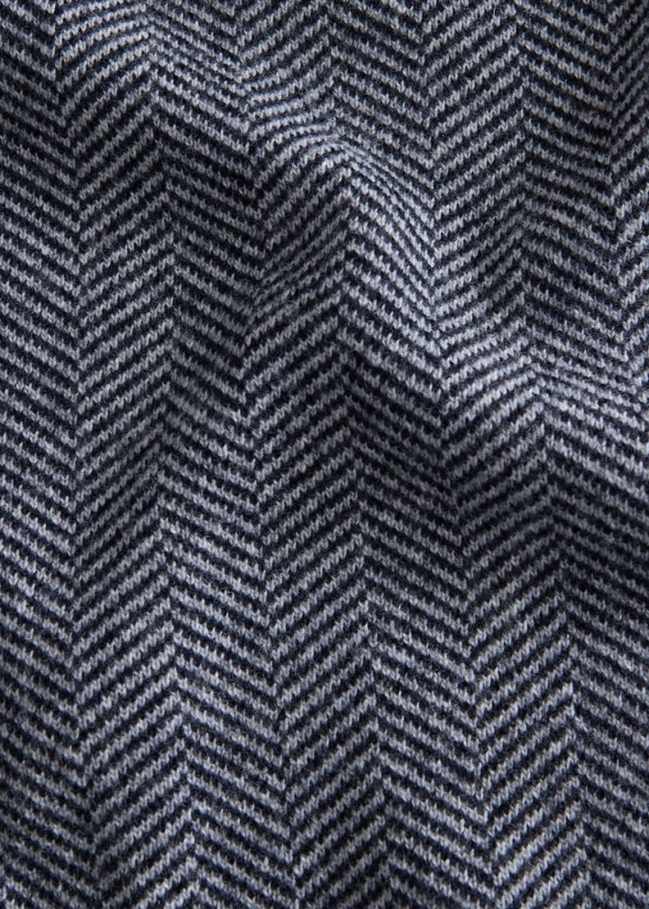 Knitted Bone Wool & Cashmere Jacket - Navy/Grey - Jacket