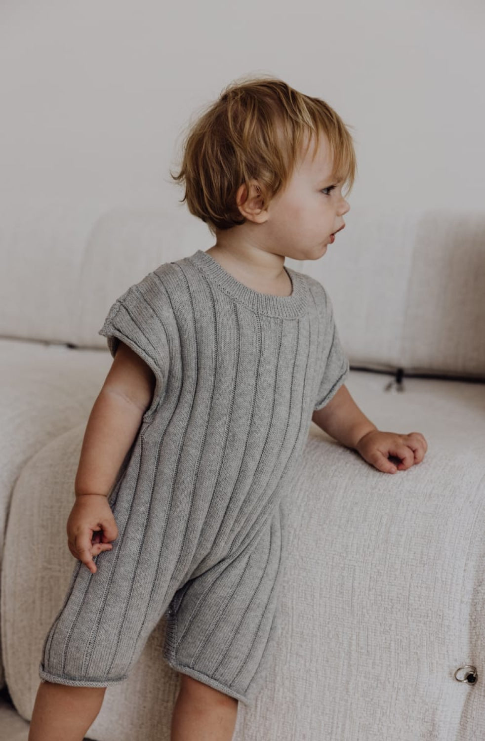 Knitted Playsuit - Gray Melange - Playsuit