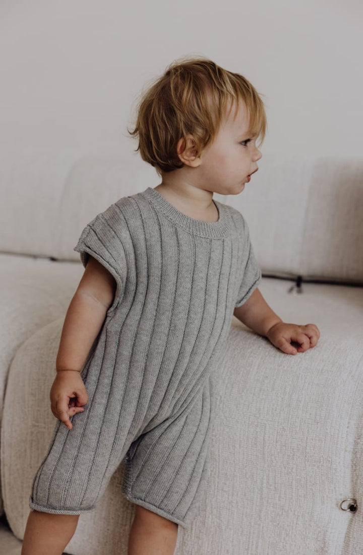 Knitted Playsuit - Gray Melange - Playsuit