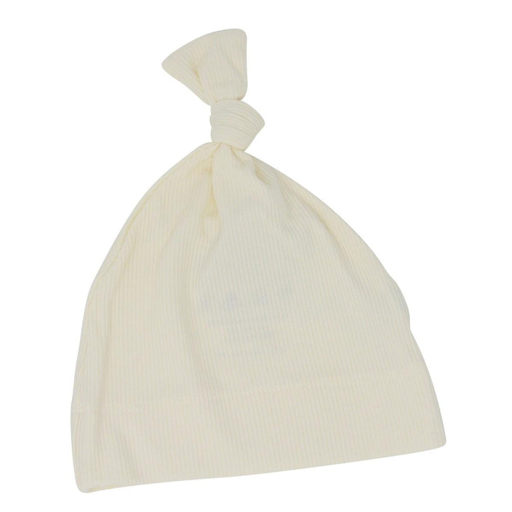 Knot Hat - Whispery White Ribbed - OS - Beanie