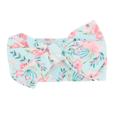 Knotted Bow - Aqua Floral - OS - Headband