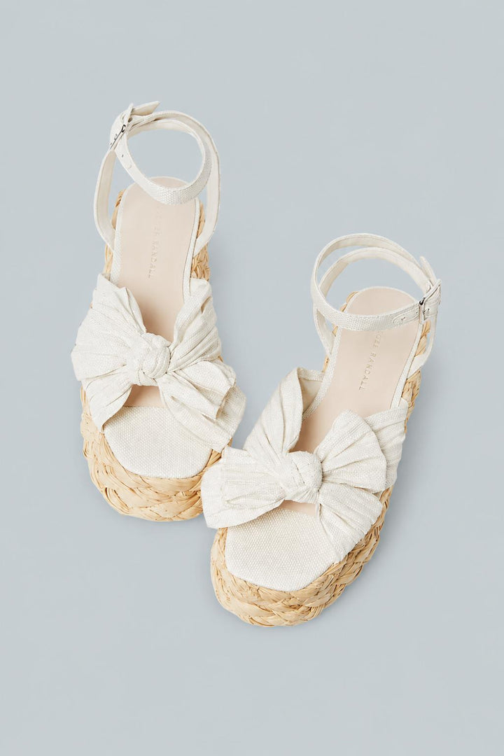 Knotted Strap Espadrille Platform Sandals - White - 10 - Espadrille