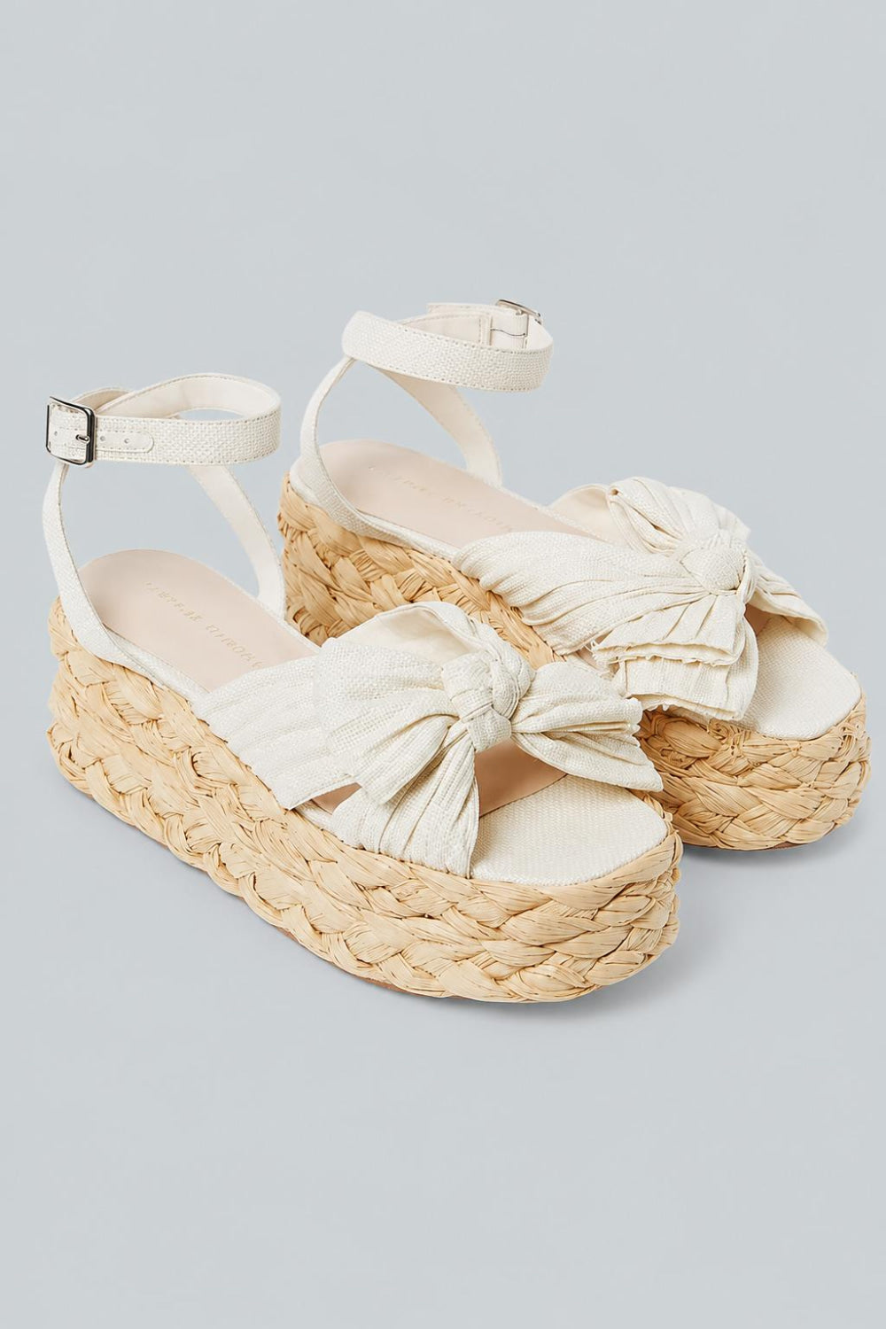 Knotted Strap Espadrille Platform Sandals - White - 10 - Espadrille