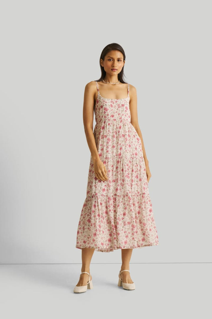 Strappy Tiered Maxi Dress - Petal Fusion