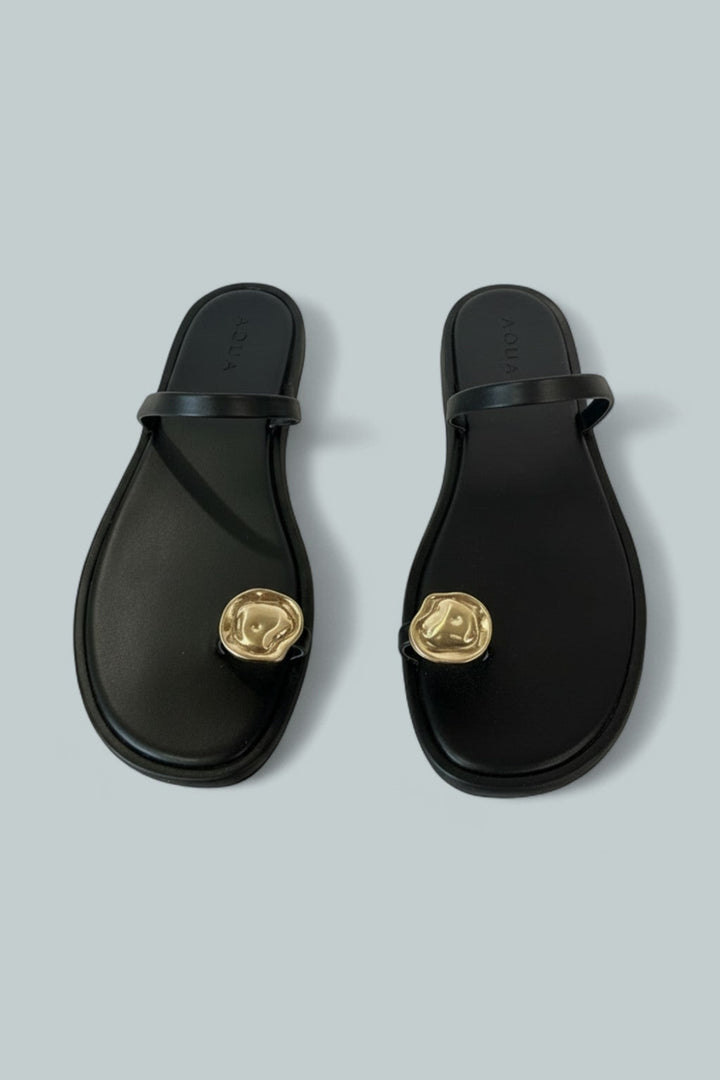Krisy Embellished Slingback Flats - Black Mult - US 10 - Flats
