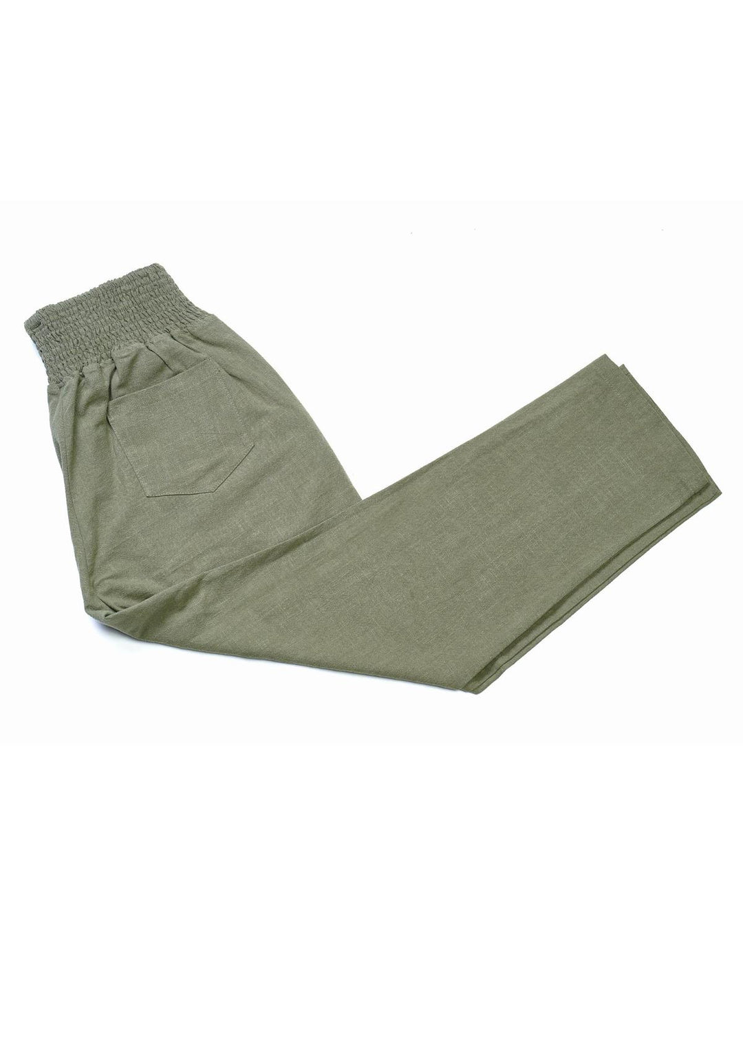 Adult Plus Size Transitional Maternity Smocked Linen Pant - Olive