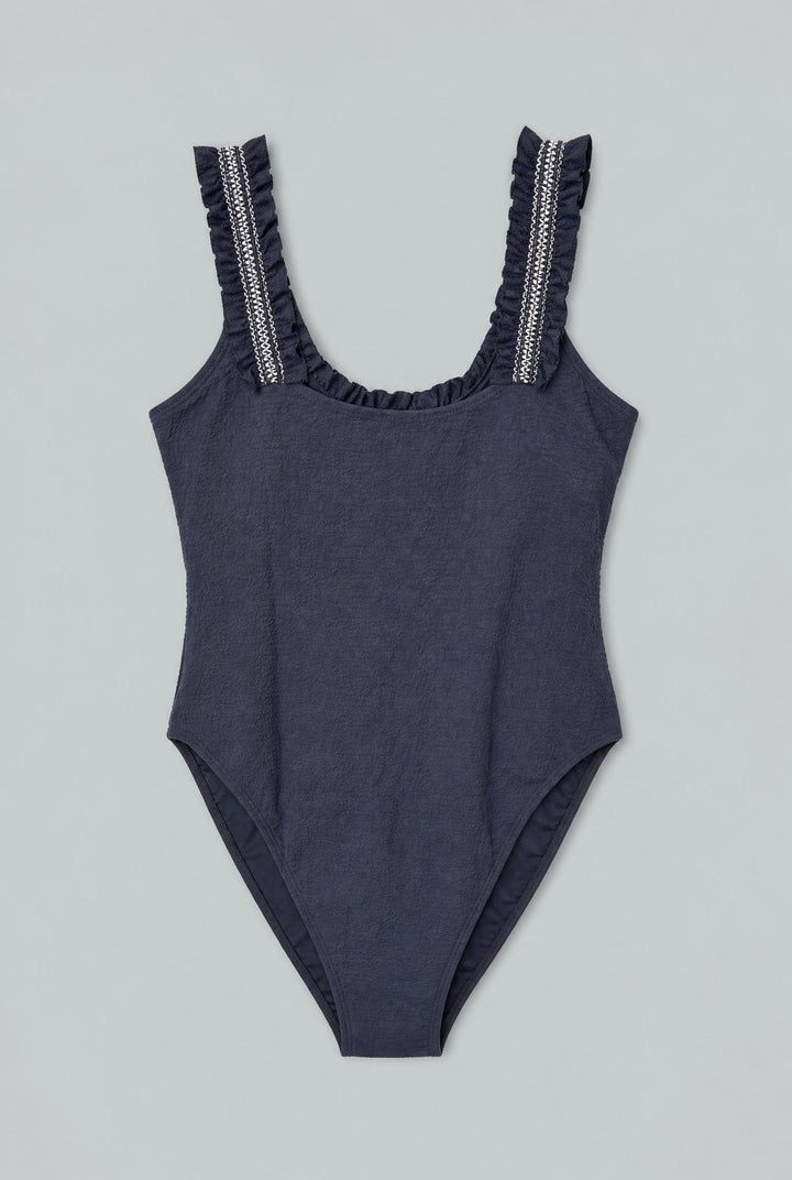 Ruffle Cut Out One Piece - Black