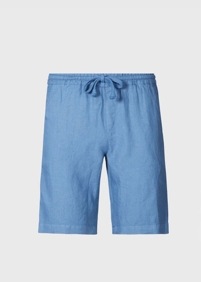 Washed Linen Bermuda Shorts - Slate Blue
