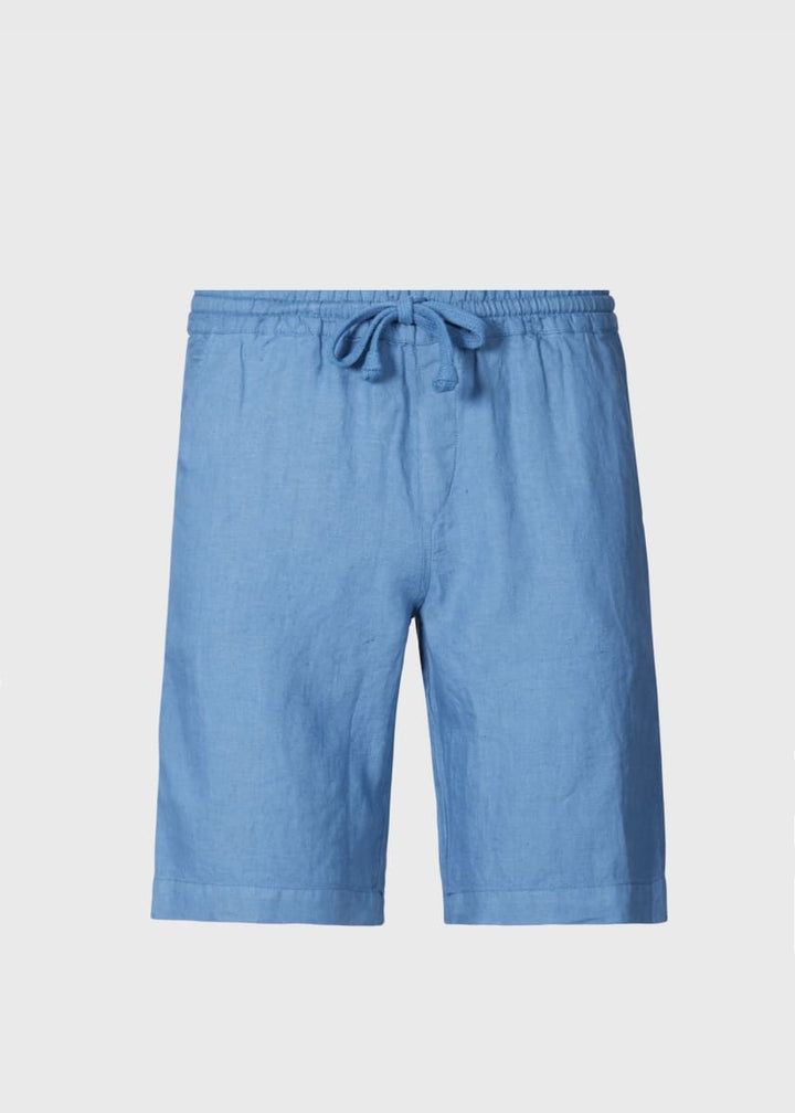 Washed Linen Bermuda Shorts - Slate Blue
