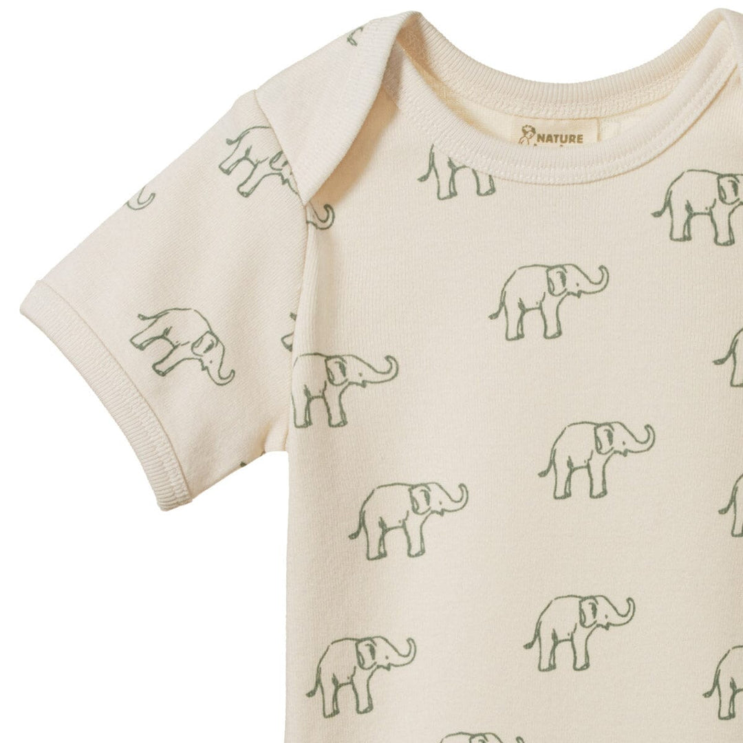 Short Sleeve Bodysuit - Elephant Print Bodysuits Nature Baby 