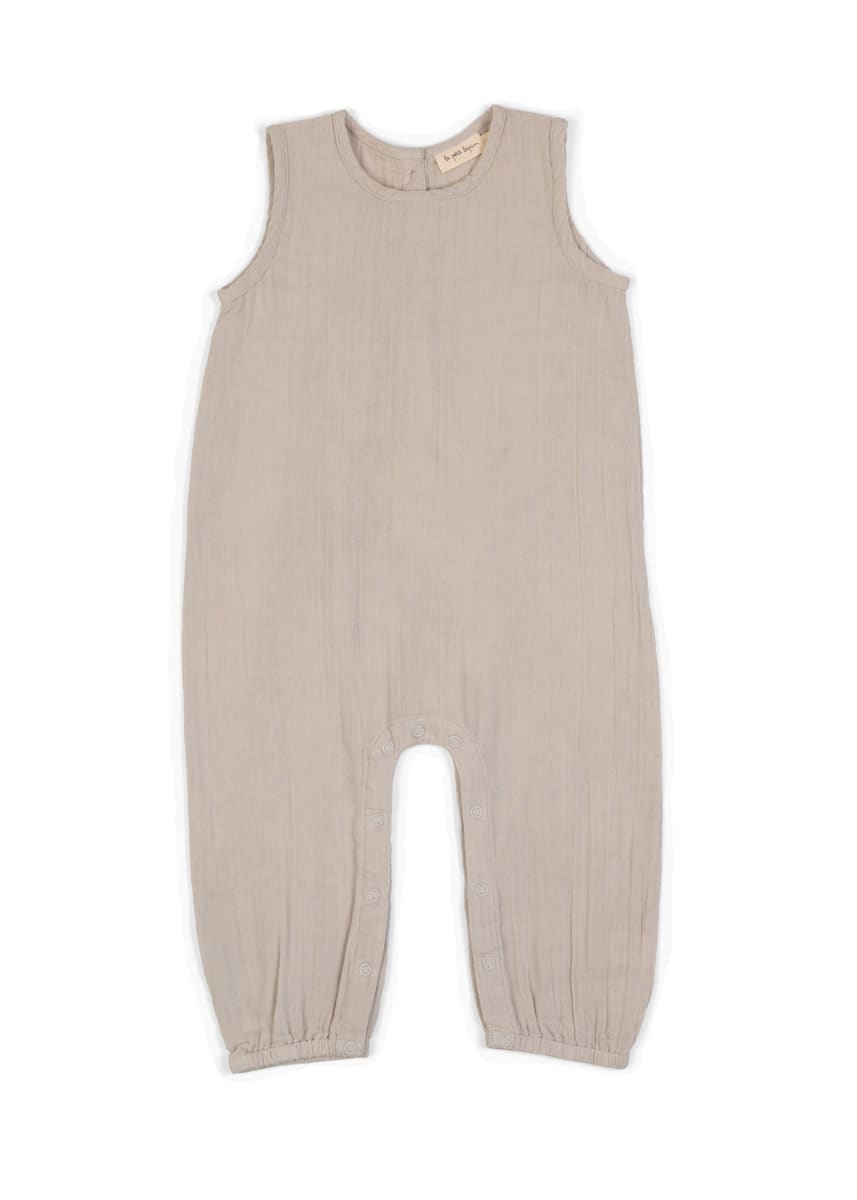 Muslin Cotton Neutral Sleeveless Jumpsuit - Pewter