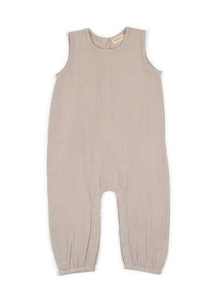 Muslin Cotton Neutral Sleeveless Jumpsuit - Pewter