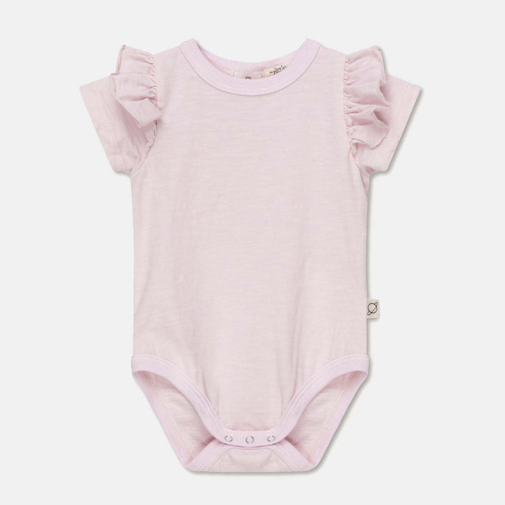 Slub Ruffle Baby Bodysuit - Pink