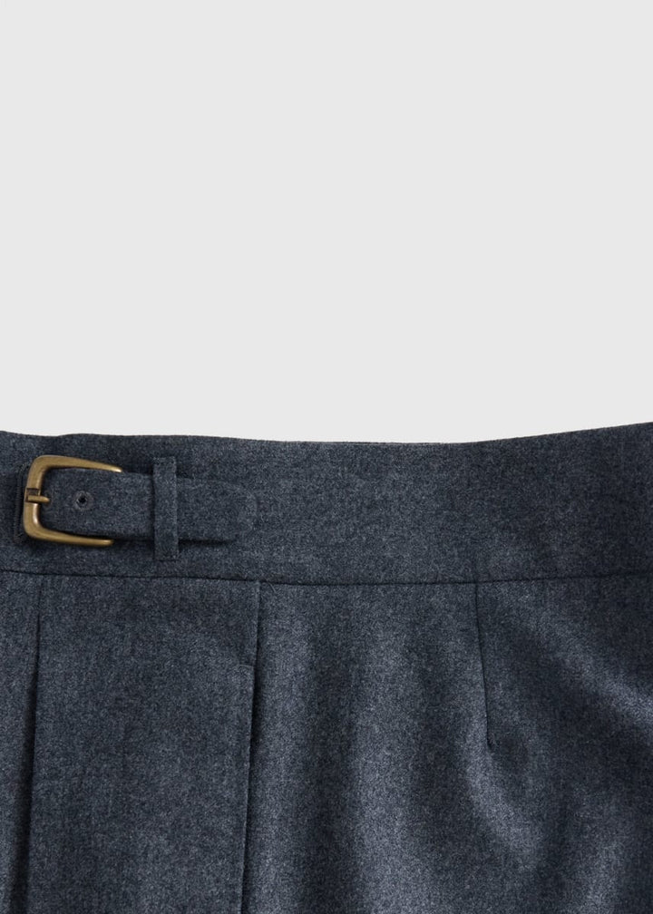 Super 100 Wool Flannel Gurka Pant - Charcoal
