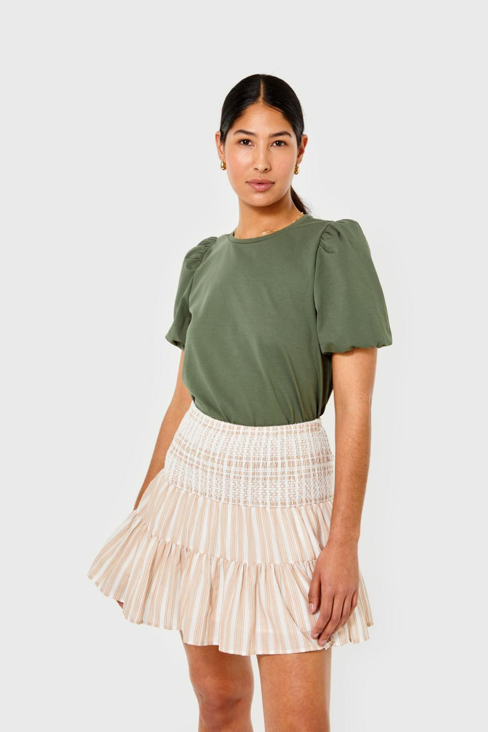 Kylie Skirt - Mocha & White Stripe - Skirt