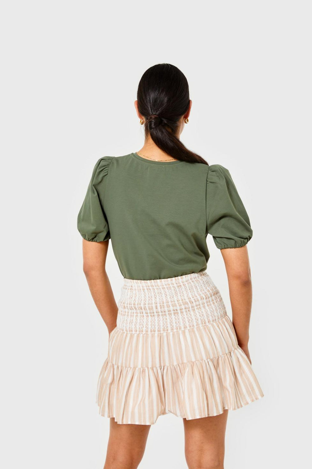 Kylie Skirt - Mocha & White Stripe - Skirt