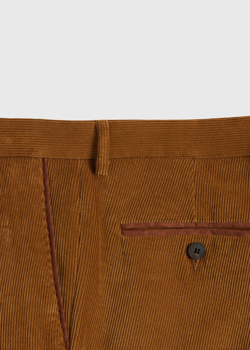 Suede Trimmed Corduroy Trouser - Gold