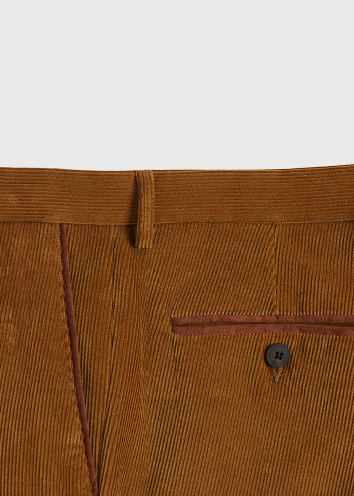 Suede Trimmed Corduroy Trouser - Gold