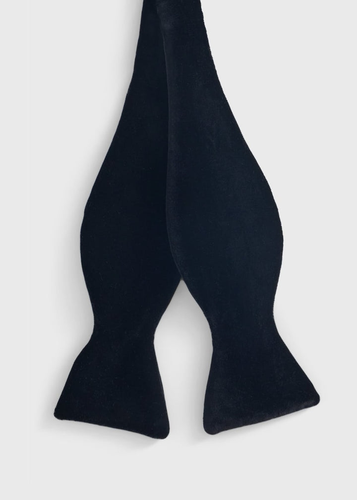 Blunt Edge Cotton Velvet Bow - Black