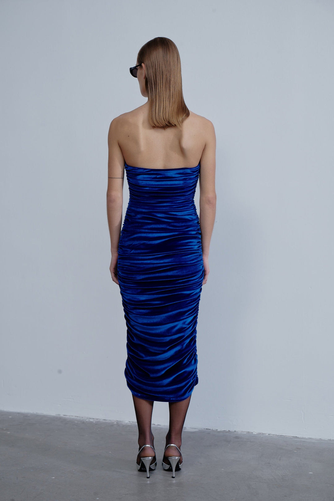 Luce Velvet Midi Dress - Blue
